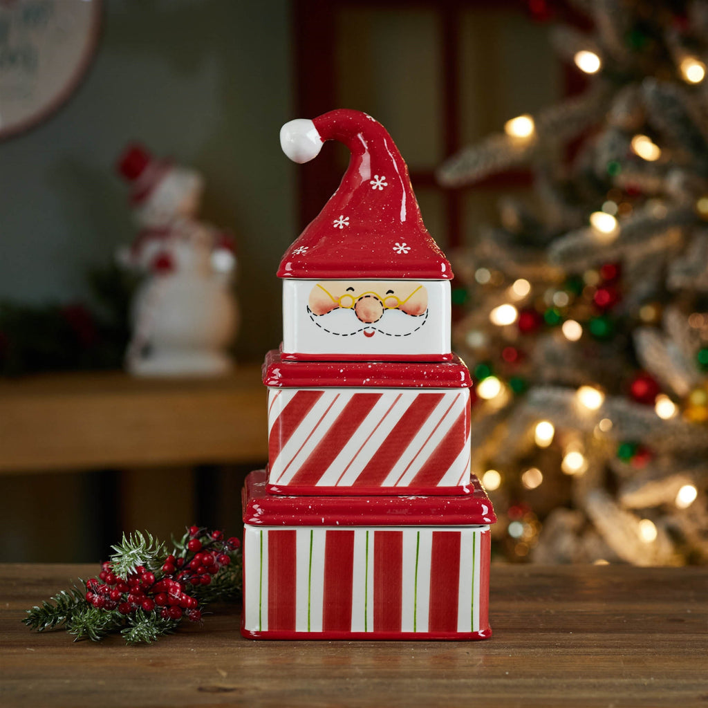 Ceramic Stacking Santa Character (Set of 3)