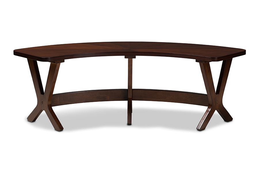 Baxton Studio Berlin Mid-Century Modern Walnut Finished Wood Curved Dining Bench