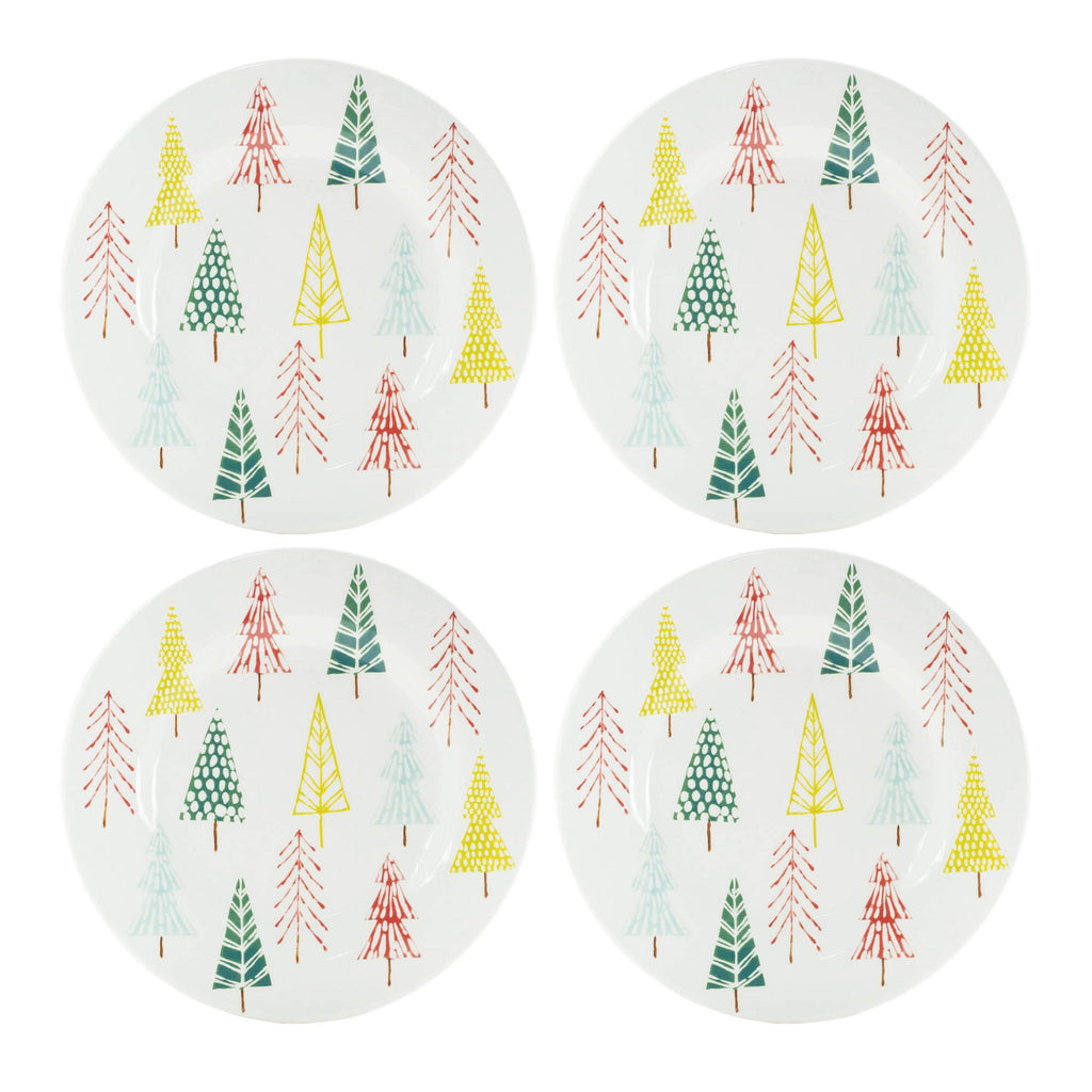 Ceramic Pine Tree Print Plate (Set of 4)