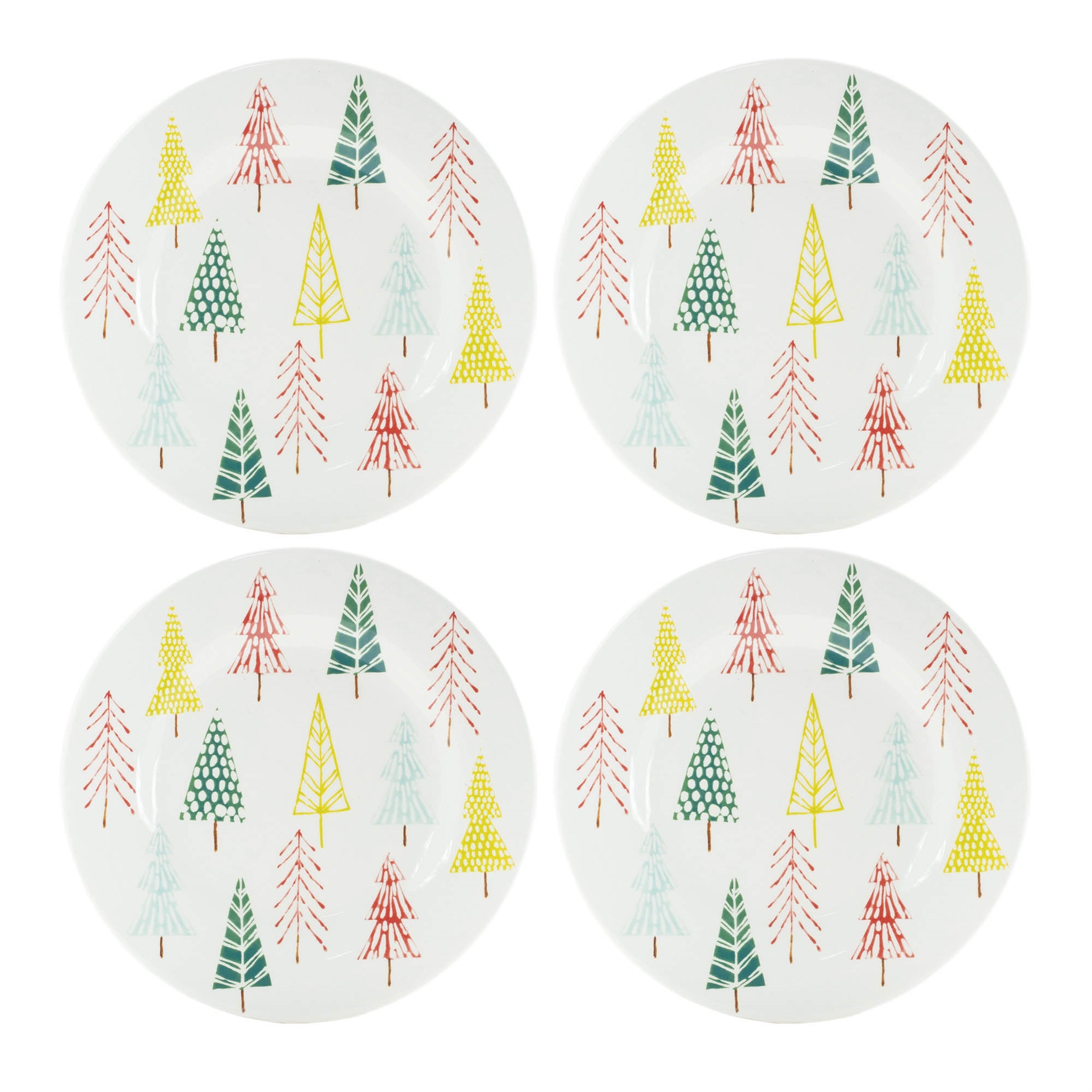 Ceramic Pine Tree Print Plate (Set of 4)