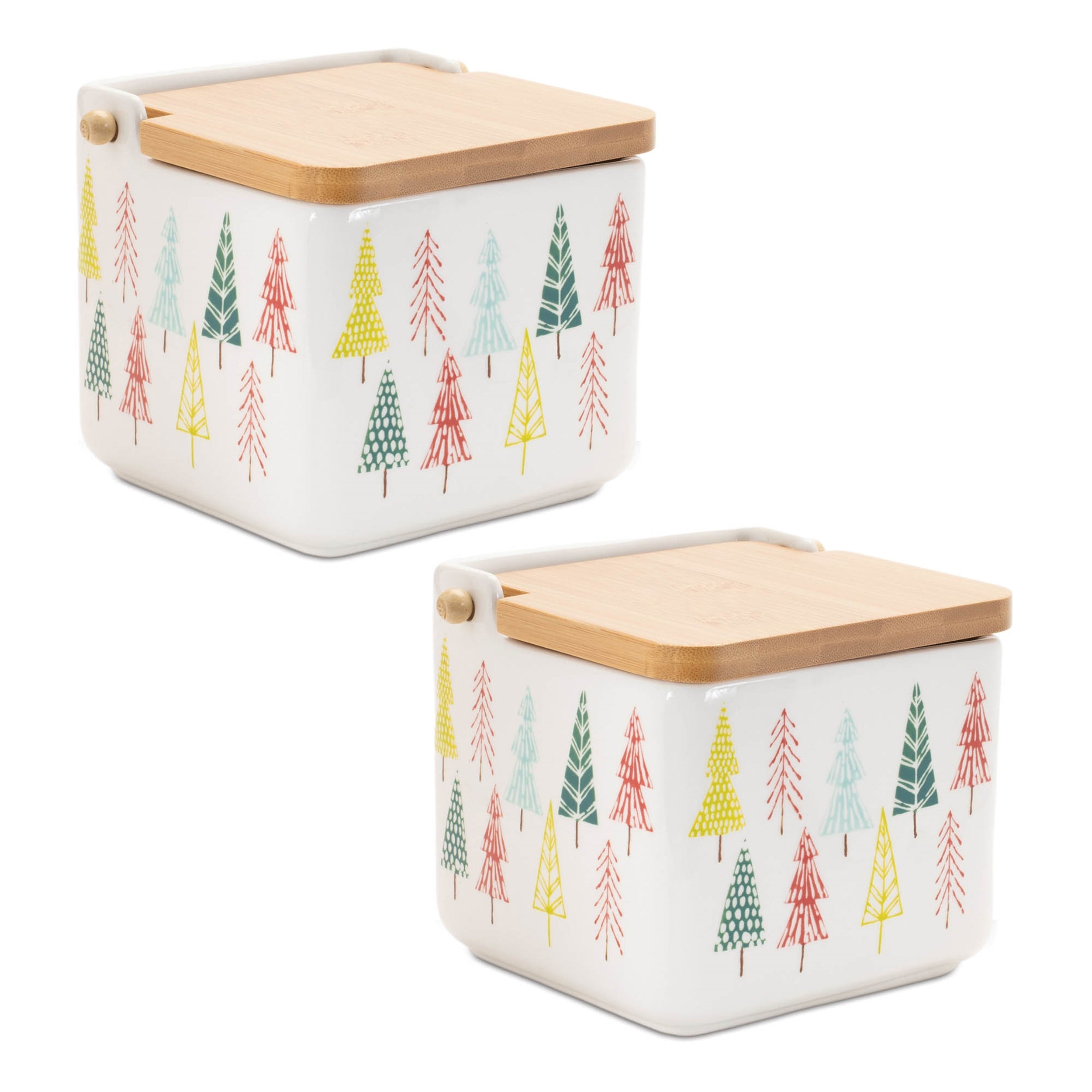 Ceramic Pine Tree Print Box (Set of 2)