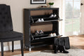 Baxton Studio Simms Modern and Contemporary Dark Grey Finished Wood Shoe Storage Cabinet with 4 Fold-Out Racks