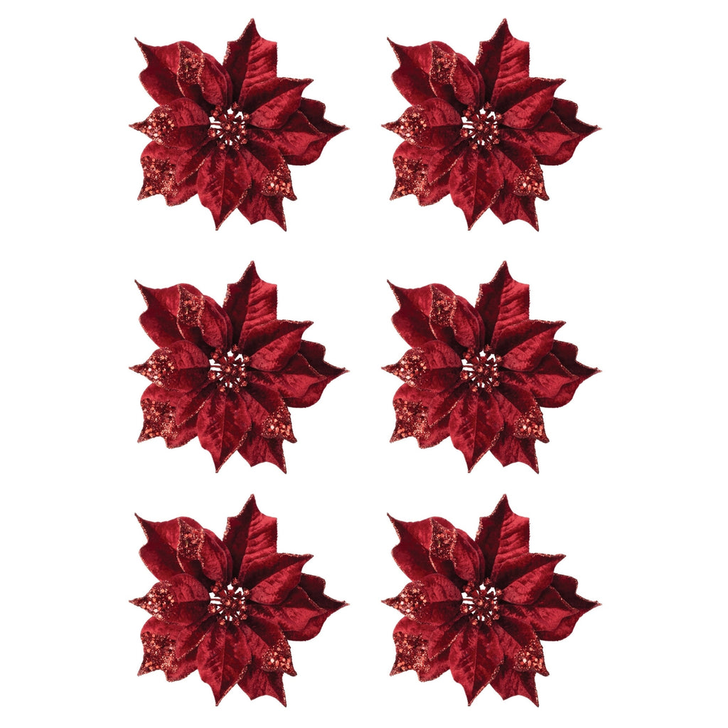 Jeweled Poinsettia Flower Clip (Set of 6)