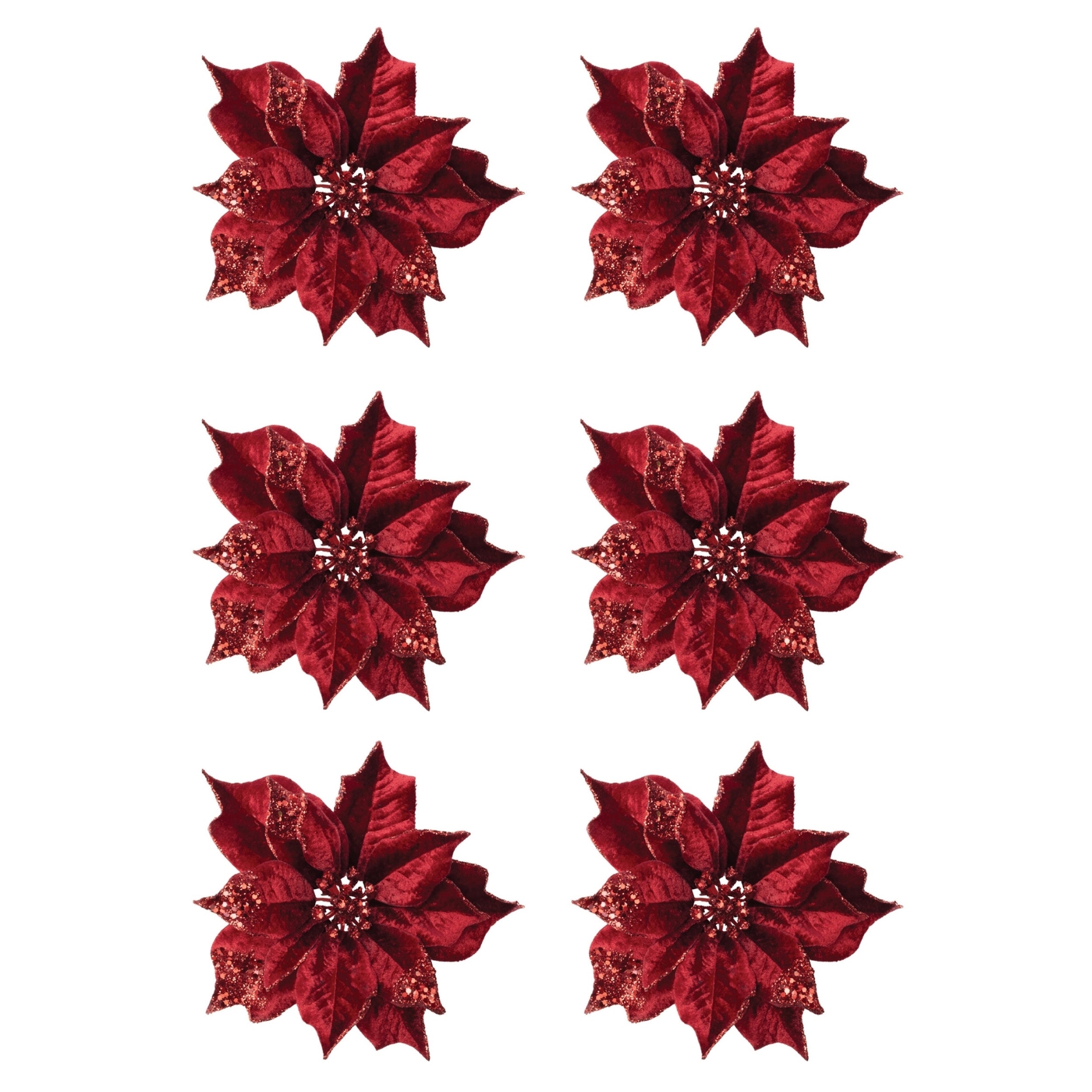 Jeweled Poinsettia Flower Clip (Set of 6)