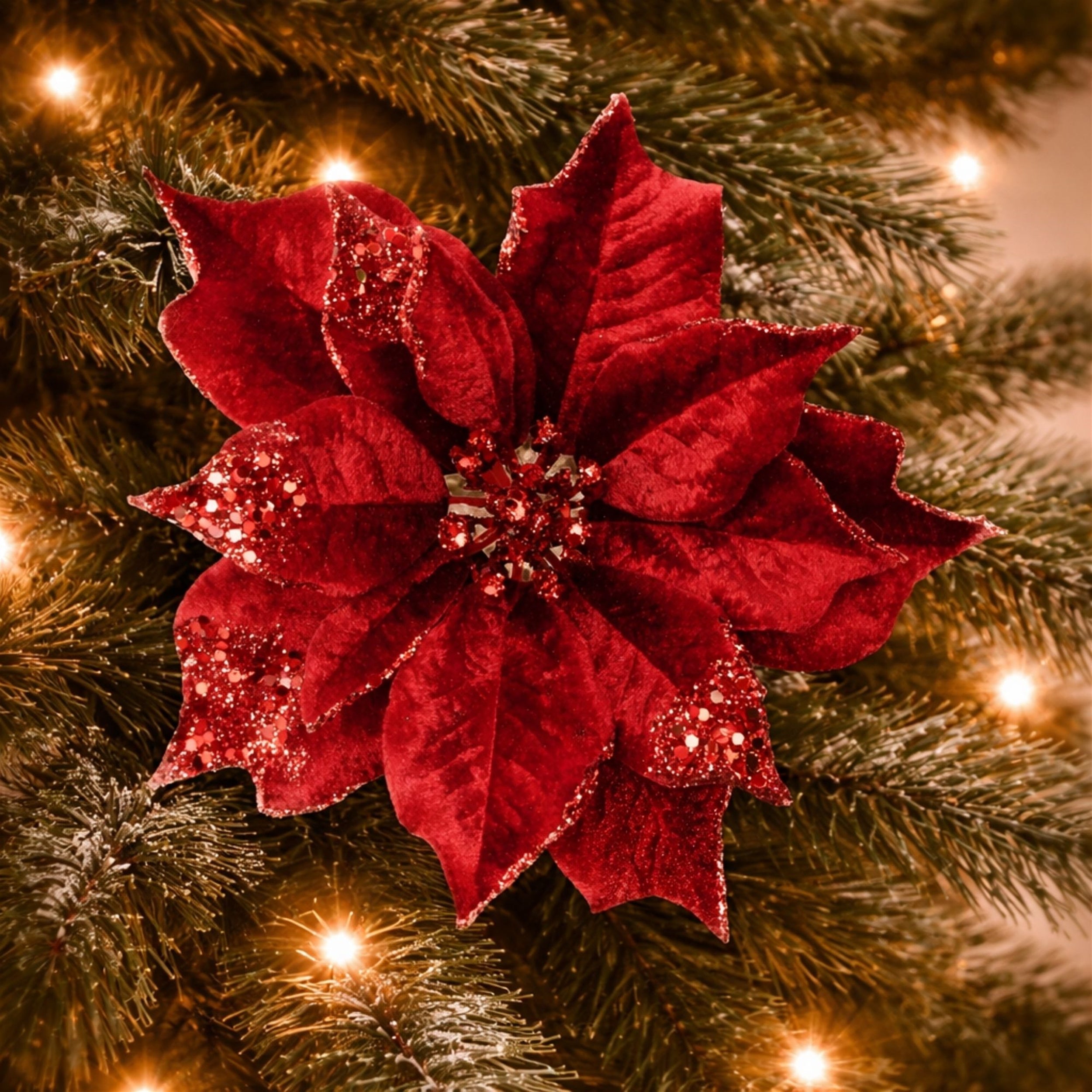 Jeweled Poinsettia Flower Clip (Set of 6)