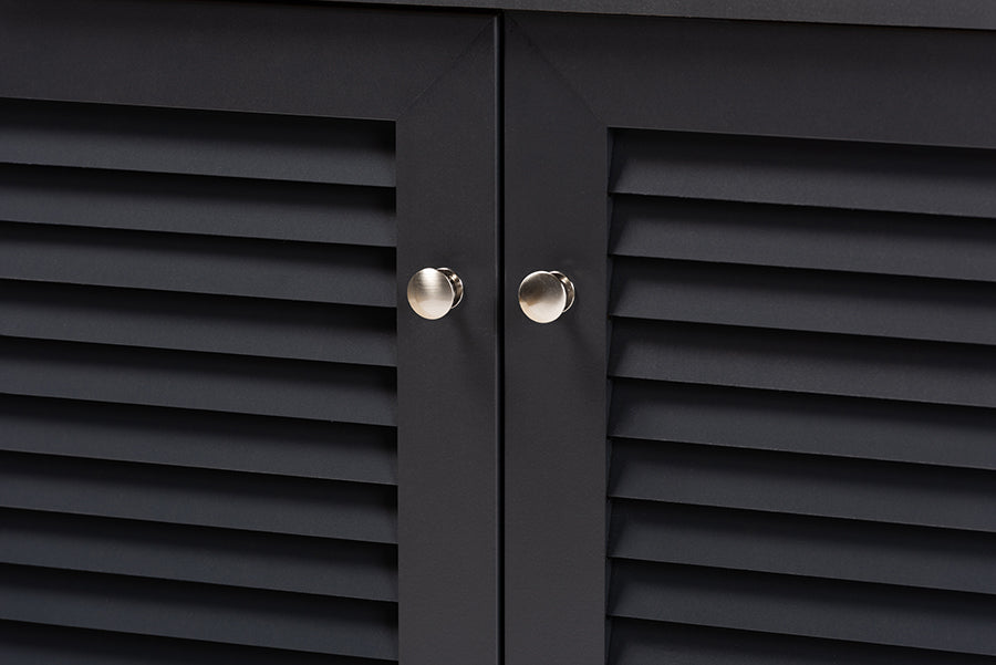 Baxton Studio Coolidge Modern and Contemporary Dark Grey Finished 4-Shelf Wood Shoe Storage Cabinet