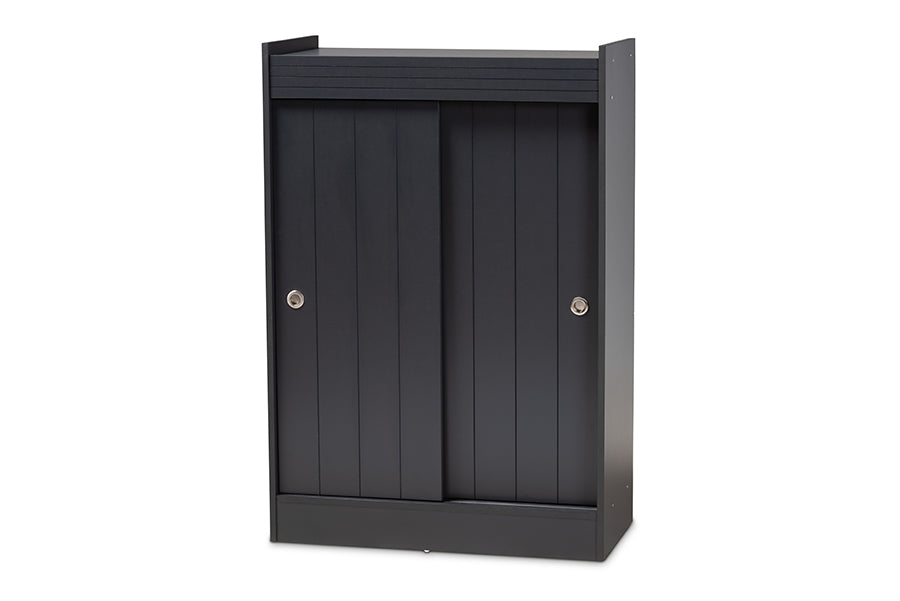Baxton Studio Leone Modern and Contemporary Charcoal Finished 2-Door Wood Entryway Shoe Storage Cabinet