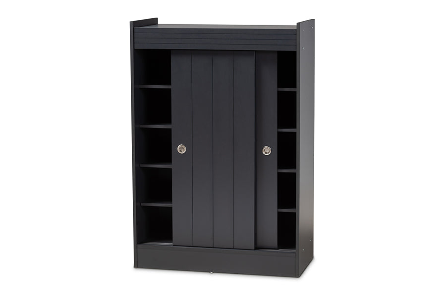 Baxton Studio Leone Modern and Contemporary Charcoal Finished 2-Door Wood Entryway Shoe Storage Cabinet