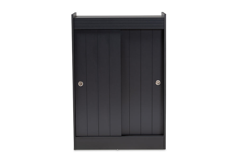 Baxton Studio Leone Modern and Contemporary Charcoal Finished 2-Door Wood Entryway Shoe Storage Cabinet