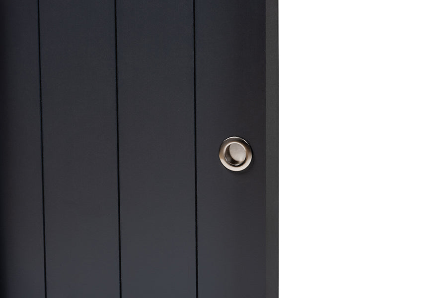 Baxton Studio Leone Modern and Contemporary Charcoal Finished 2-Door Wood Entryway Shoe Storage Cabinet