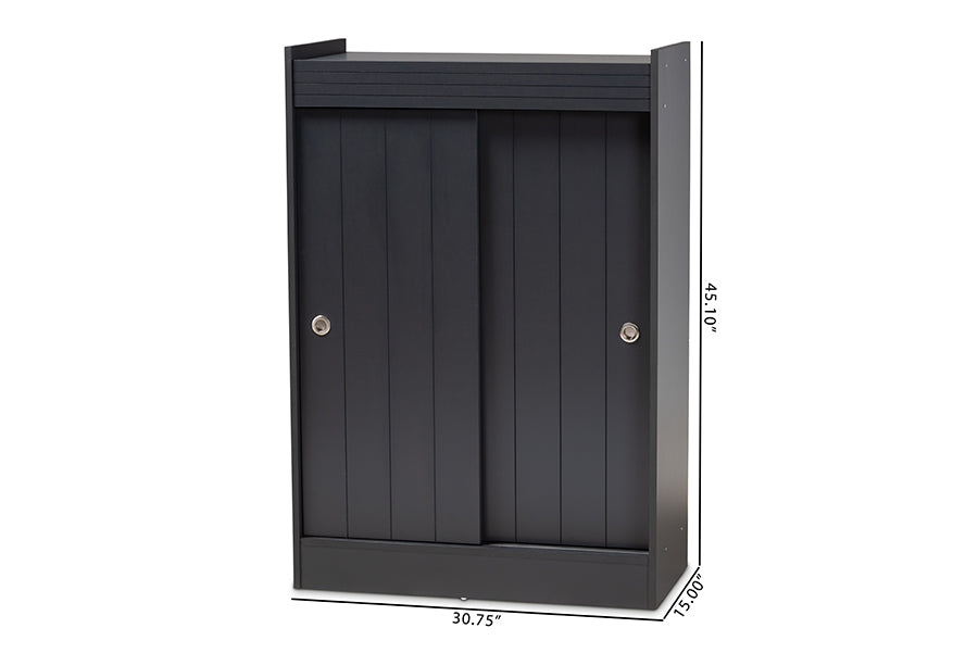 Baxton Studio Leone Modern and Contemporary Charcoal Finished 2-Door Wood Entryway Shoe Storage Cabinet