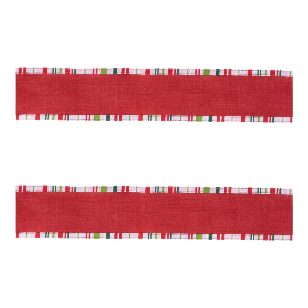 Striped Trim Wired Ribbon (Set of 2)