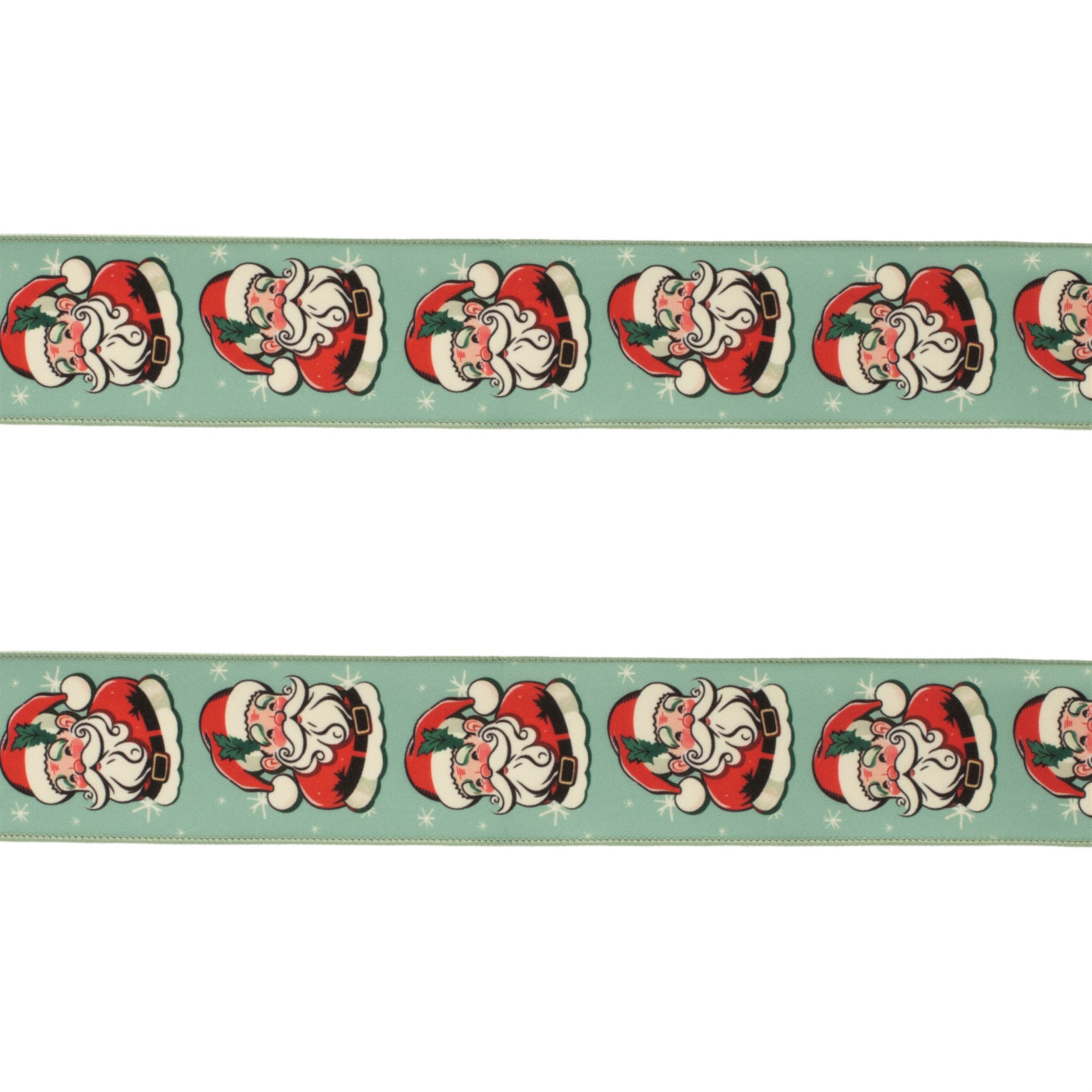 Nostalgic Santa Print Wired Ribbon (Set of 2)