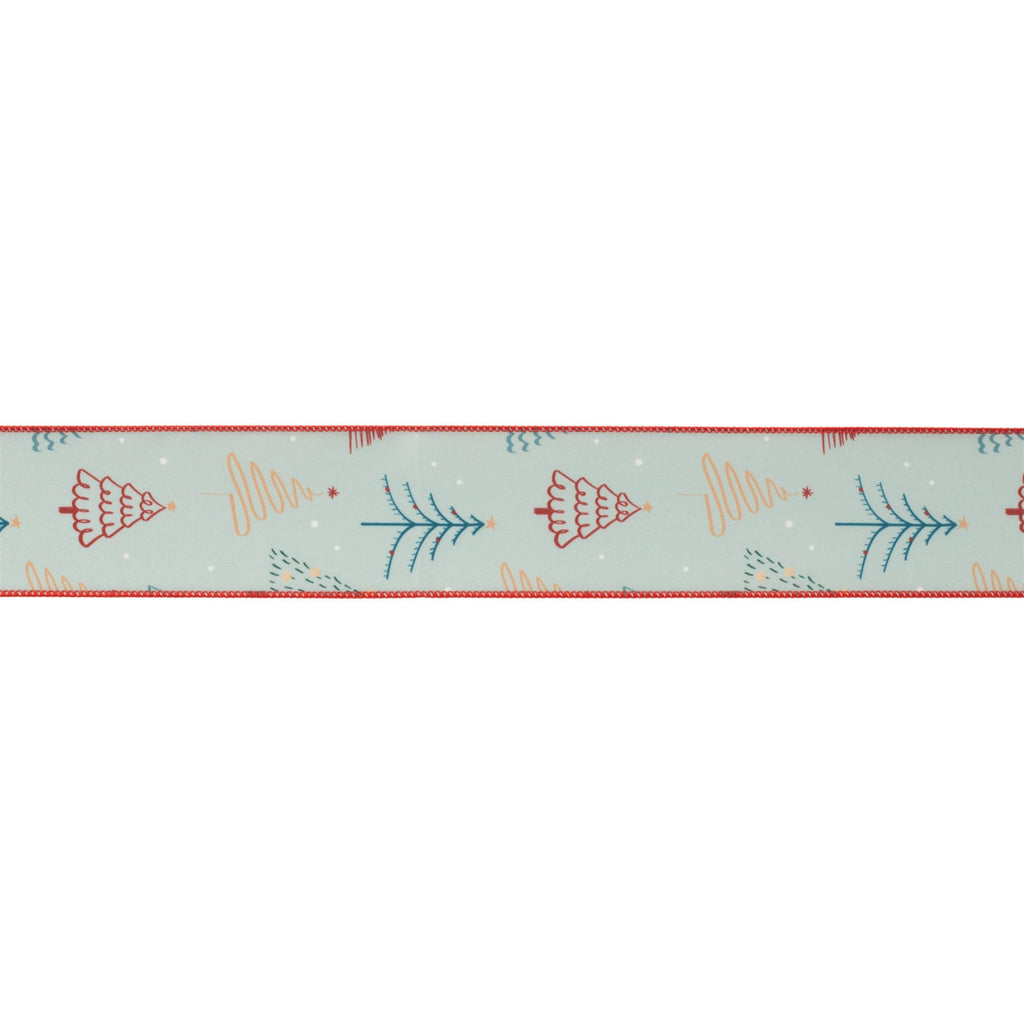 Christmas Tree Print Wired Ribbon (Set of 2)