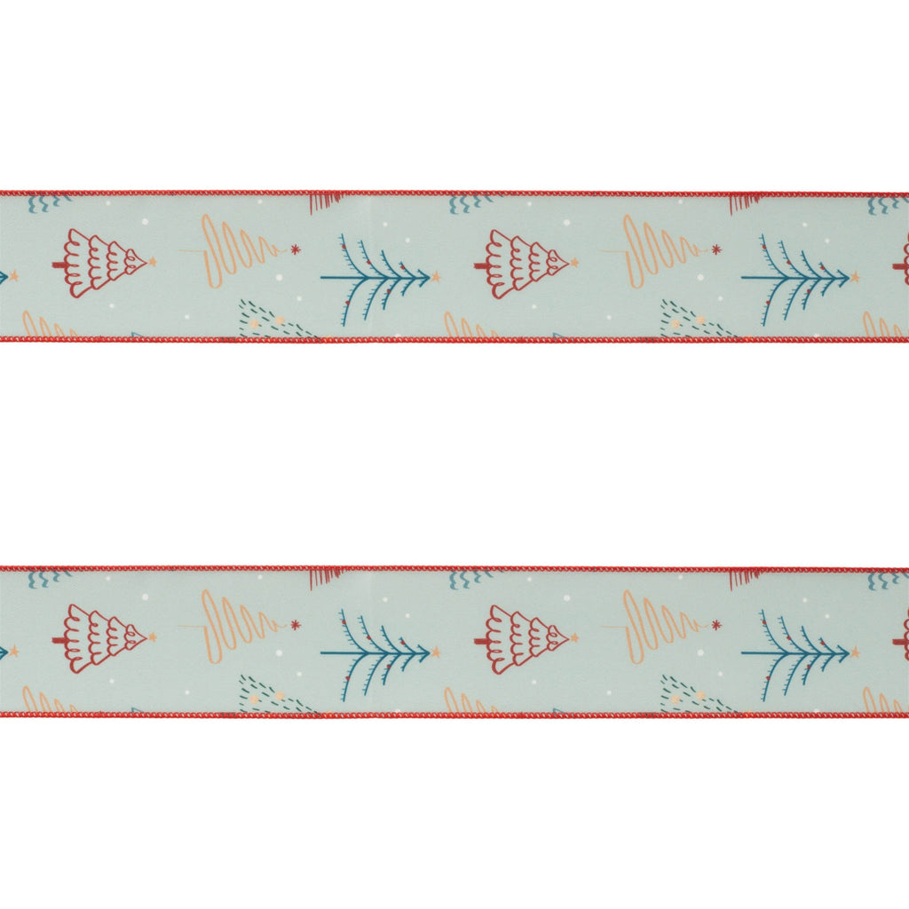 Christmas Tree Print Wired Ribbon (Set of 2)
