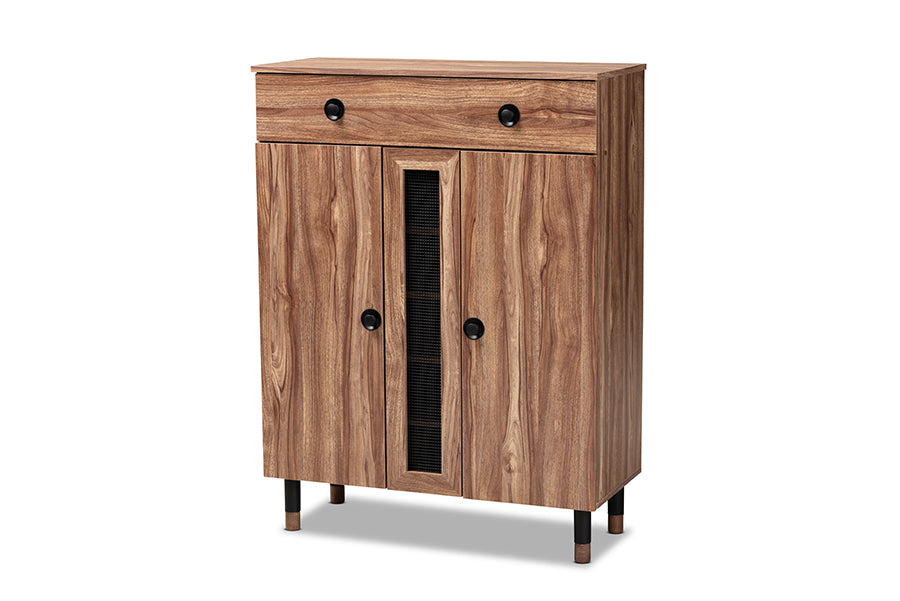 Baxton Studio Valina Modern and Contemporary 2-Door Wood Entryway Shoe Storage Cabinet with Drawer