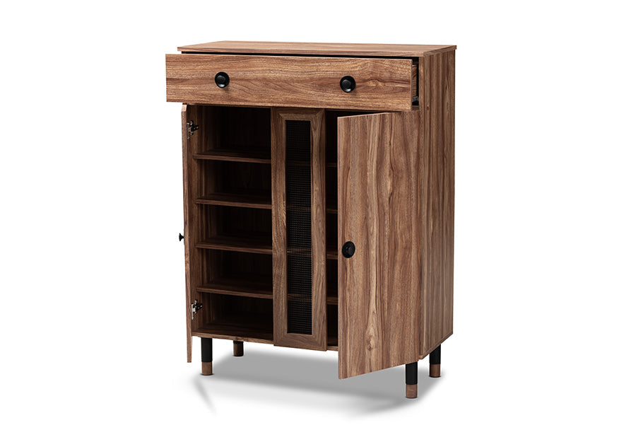 Baxton Studio Valina Modern and Contemporary 2-Door Wood Entryway Shoe Storage Cabinet with Drawer