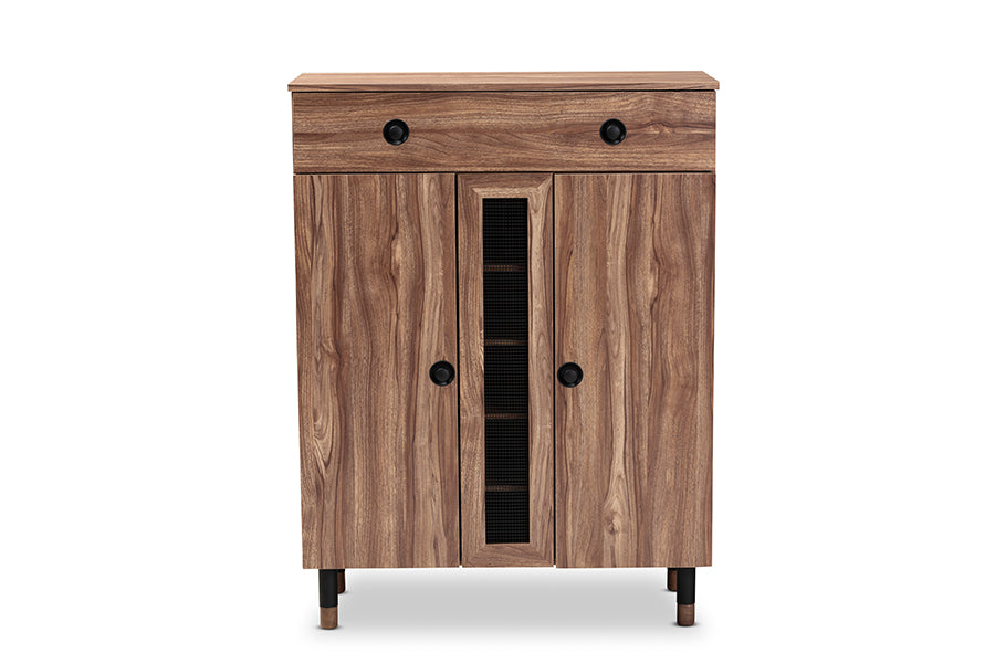 Baxton Studio Valina Modern and Contemporary 2-Door Wood Entryway Shoe Storage Cabinet with Drawer