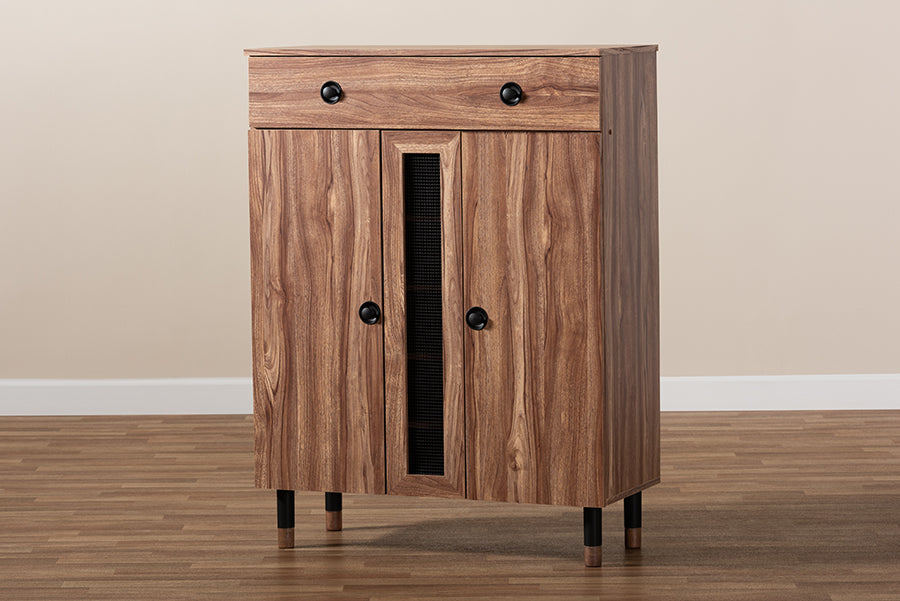 Baxton Studio Valina Modern and Contemporary 2-Door Wood Entryway Shoe Storage Cabinet with Drawer