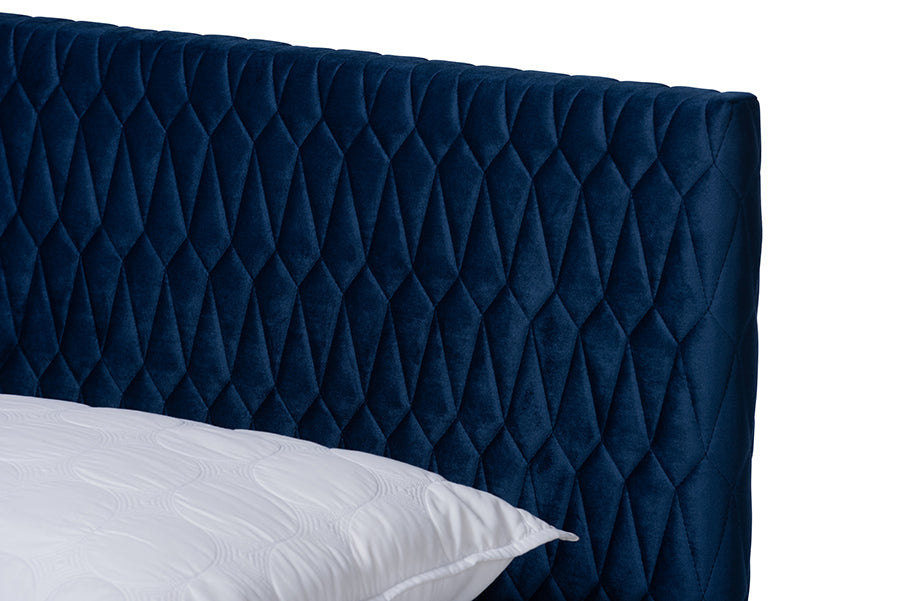Baxton Studio Frida Glam and Luxe Royal Blue Velvet Fabric Upholstered Full Size Bed