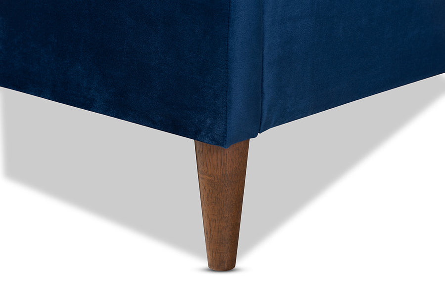 Baxton Studio Frida Glam and Luxe Royal Blue Velvet Fabric Upholstered Queen Size Bed