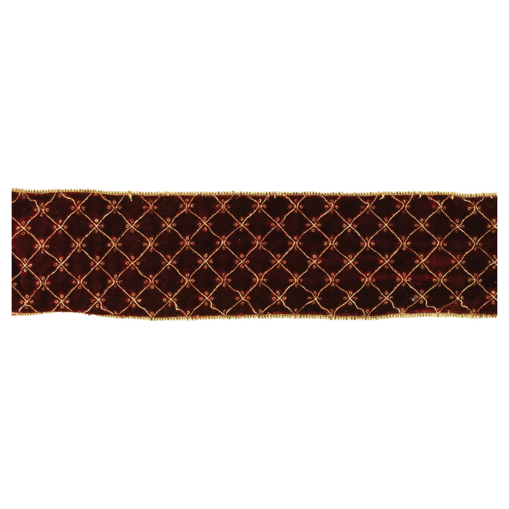 Ornate Diamond Pattern Wired Ribbon (Set of 2)