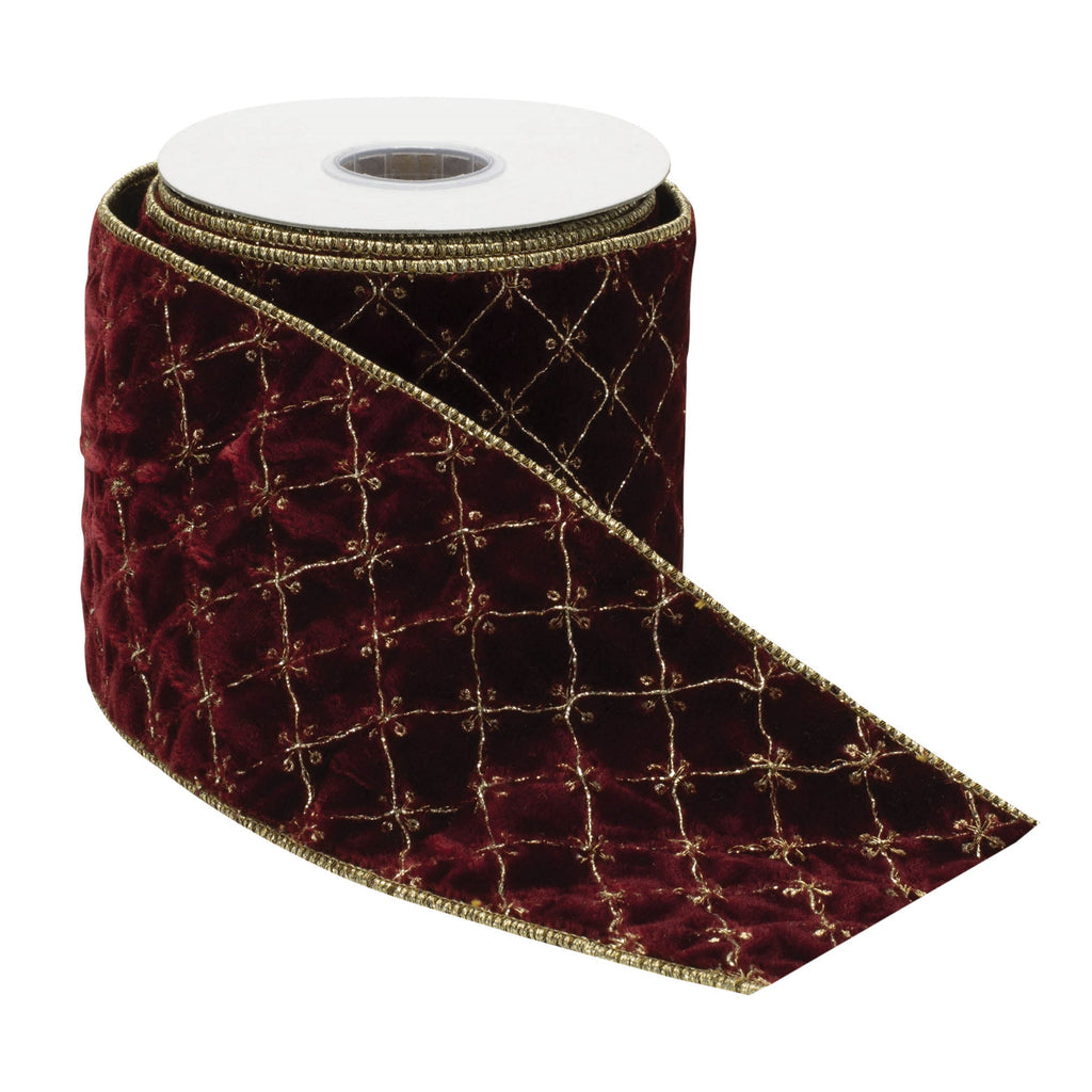 Ornate Diamond Pattern Wired Ribbon (Set of 2)