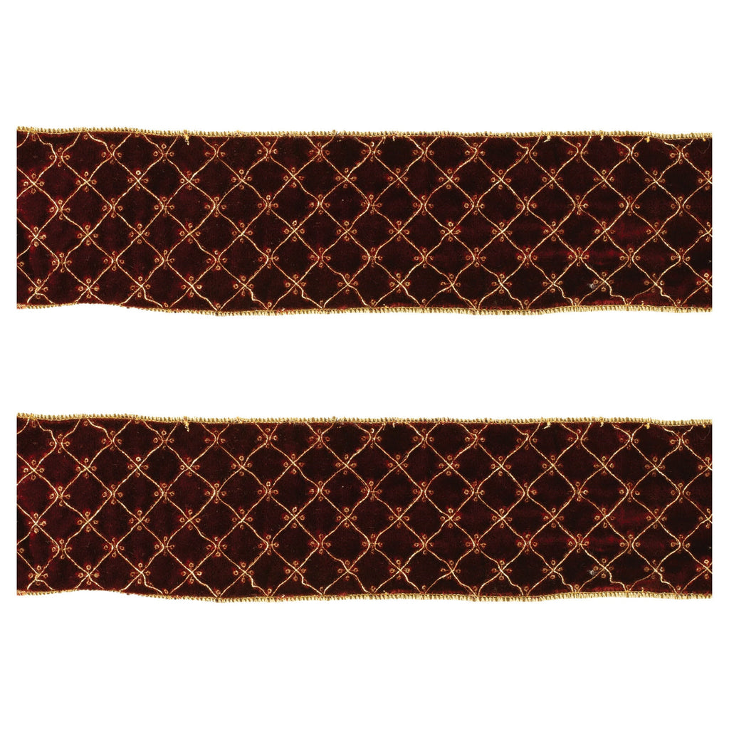 Ornate Diamond Pattern Wired Ribbon (Set of 2)