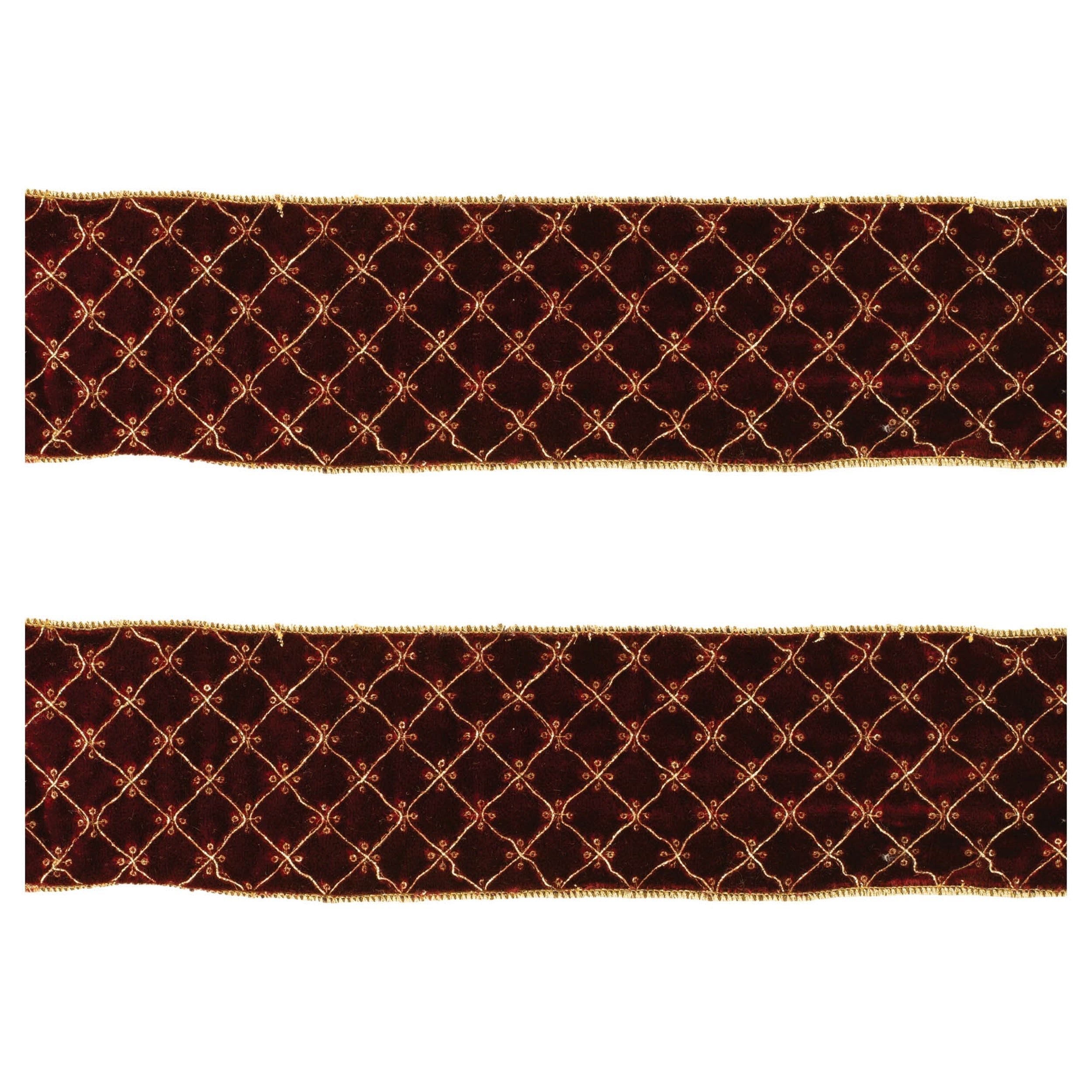 Ornate Diamond Pattern Wired Ribbon (Set of 2)