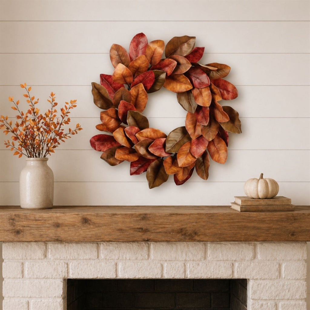 Fall Magnolia Leaf Wreath 24"D