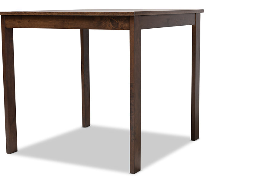 Baxton Studio Lovy Modern and Contemporary Beige Fabric Upholstered Dark Walnut-Finished 5-Piece Wood Dining Set