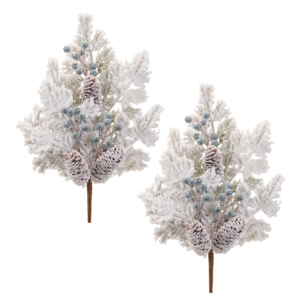 Flocked Pine Berry Spray (Set of 2)
