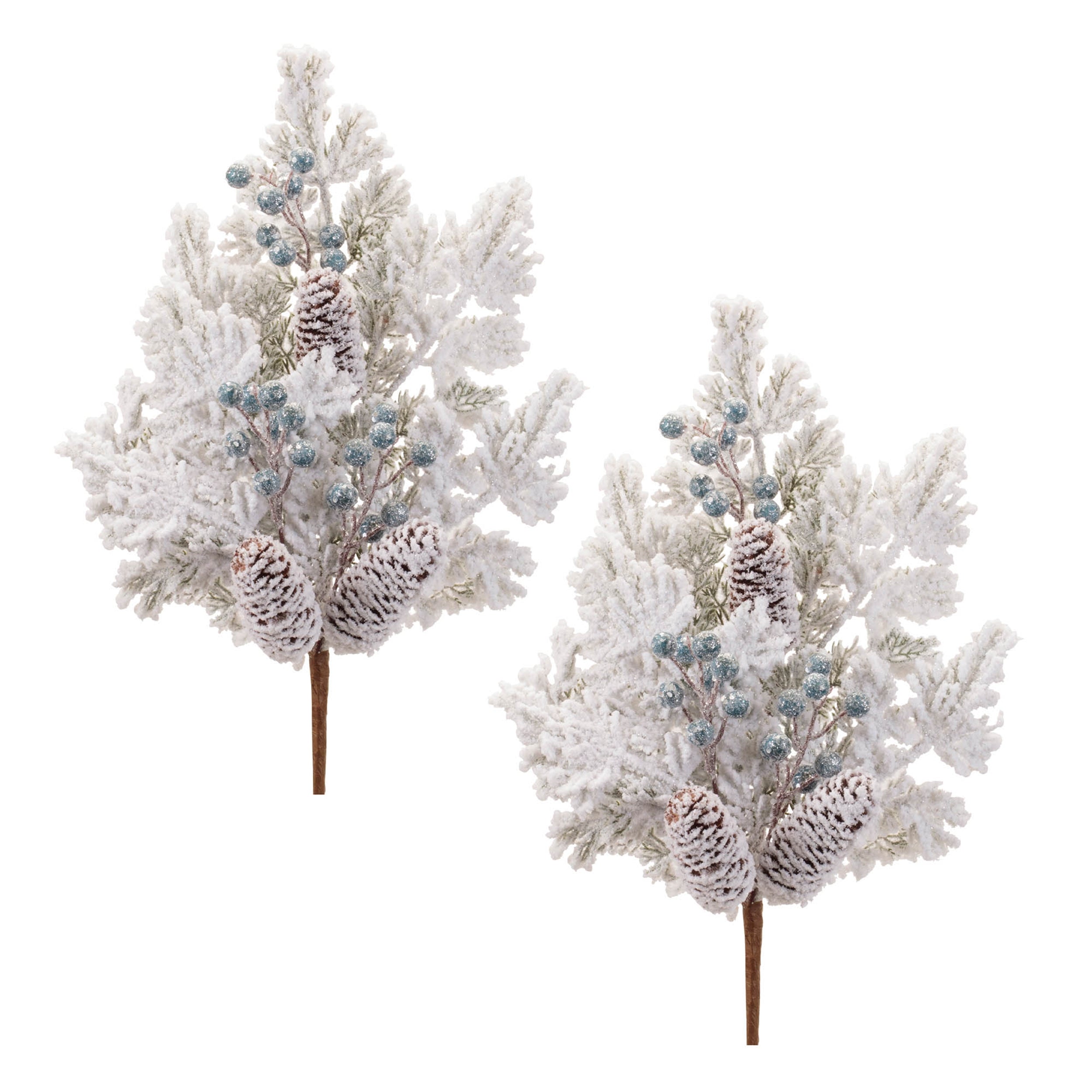 Flocked Pine Berry Spray (Set of 2)