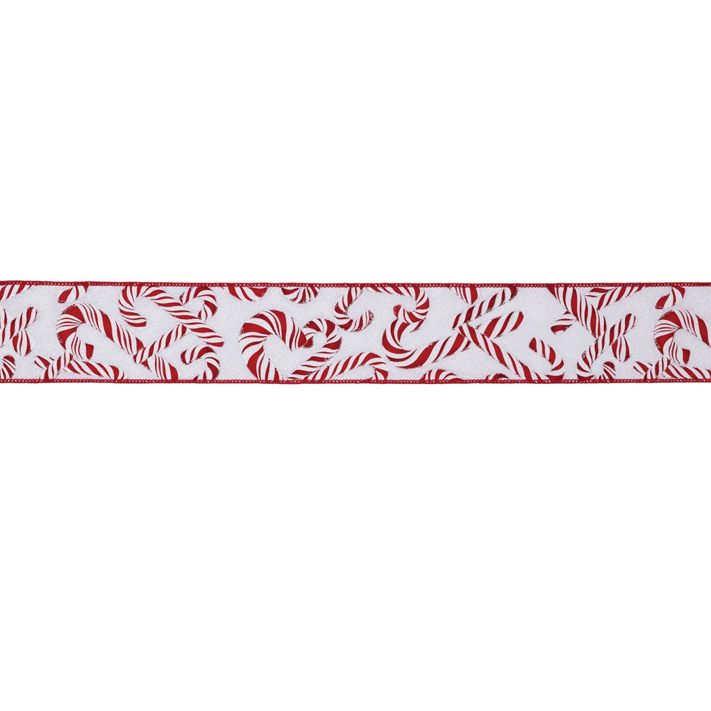 Candy Cane Print Wired Ribbon (Set of 2)