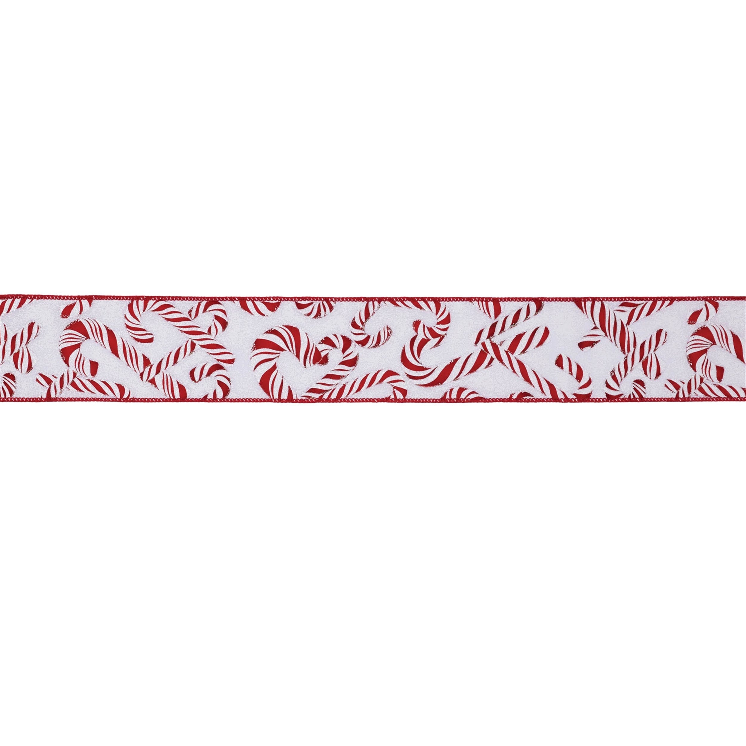 Candy Cane Print Wired Ribbon (Set of 2)