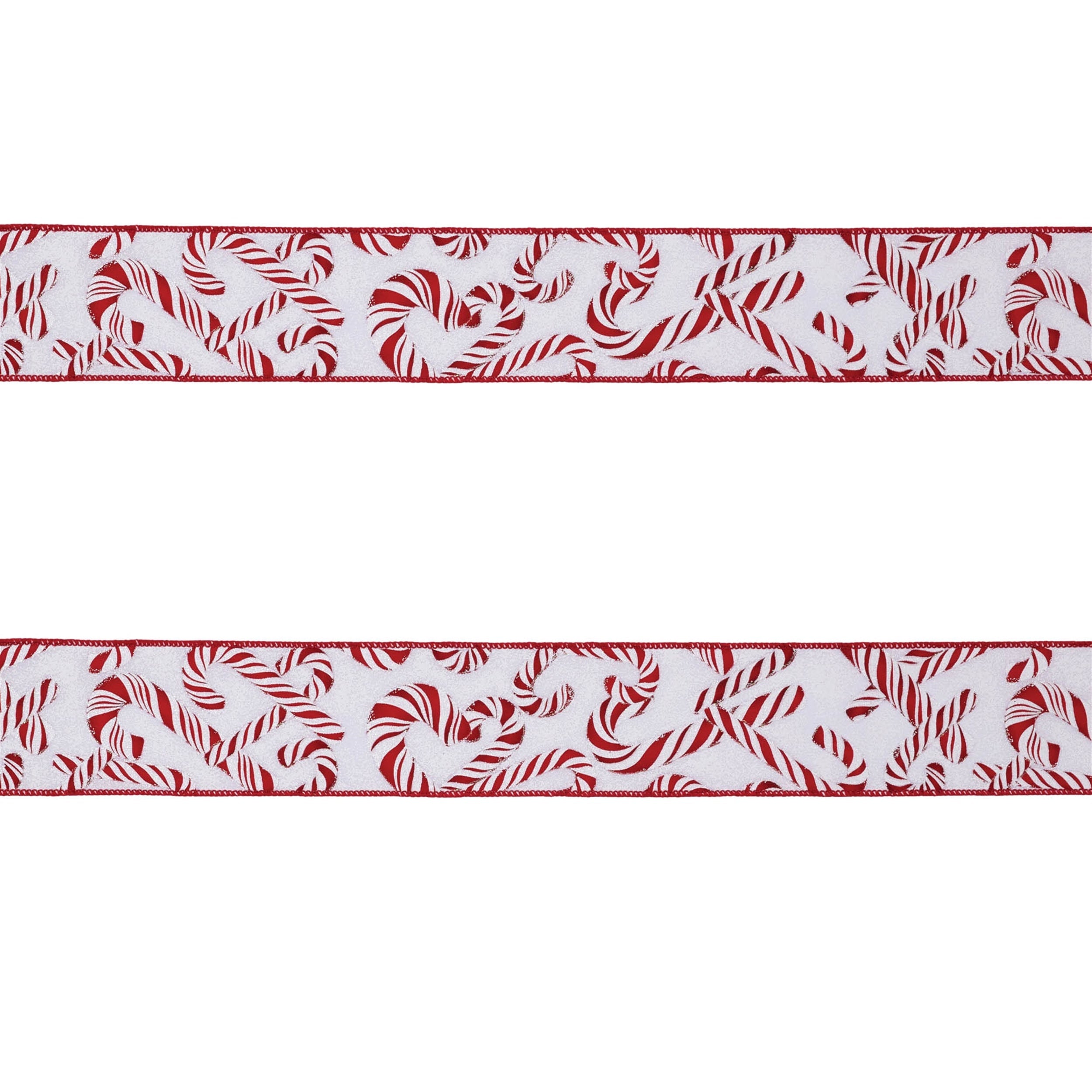 Candy Cane Print Wired Ribbon (Set of 2)