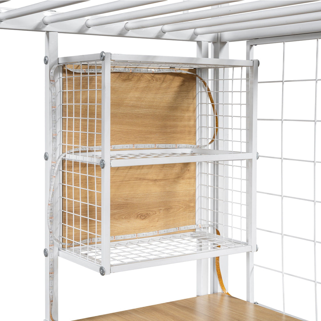 Loft Bed With Built In Work Station, Wardrobe, Storage Staircase And LED