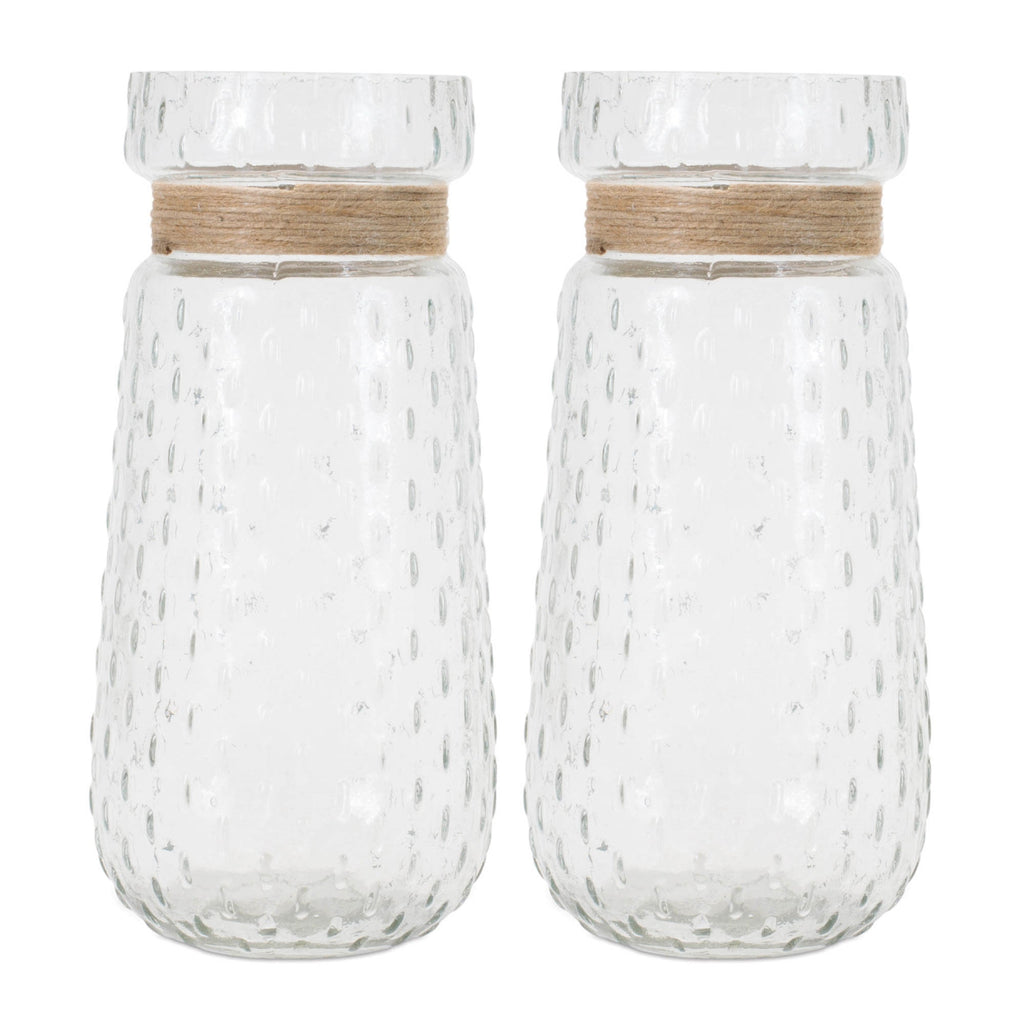 Texture Glass Vase with Jute Accent (Set of 2)