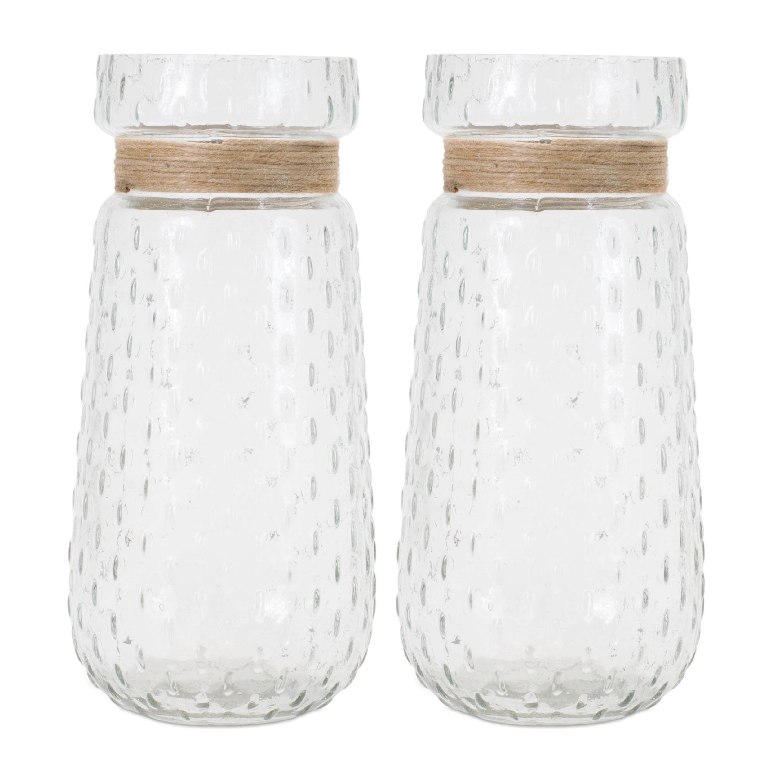 Texture Glass Vase with Jute Accent (Set of 2)