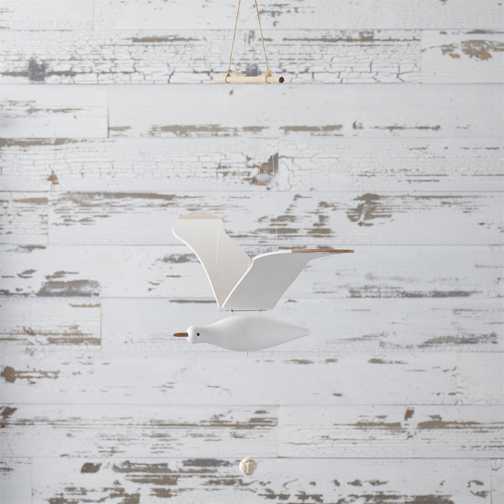 Hanging Wood Sea Bird Decor 37"H