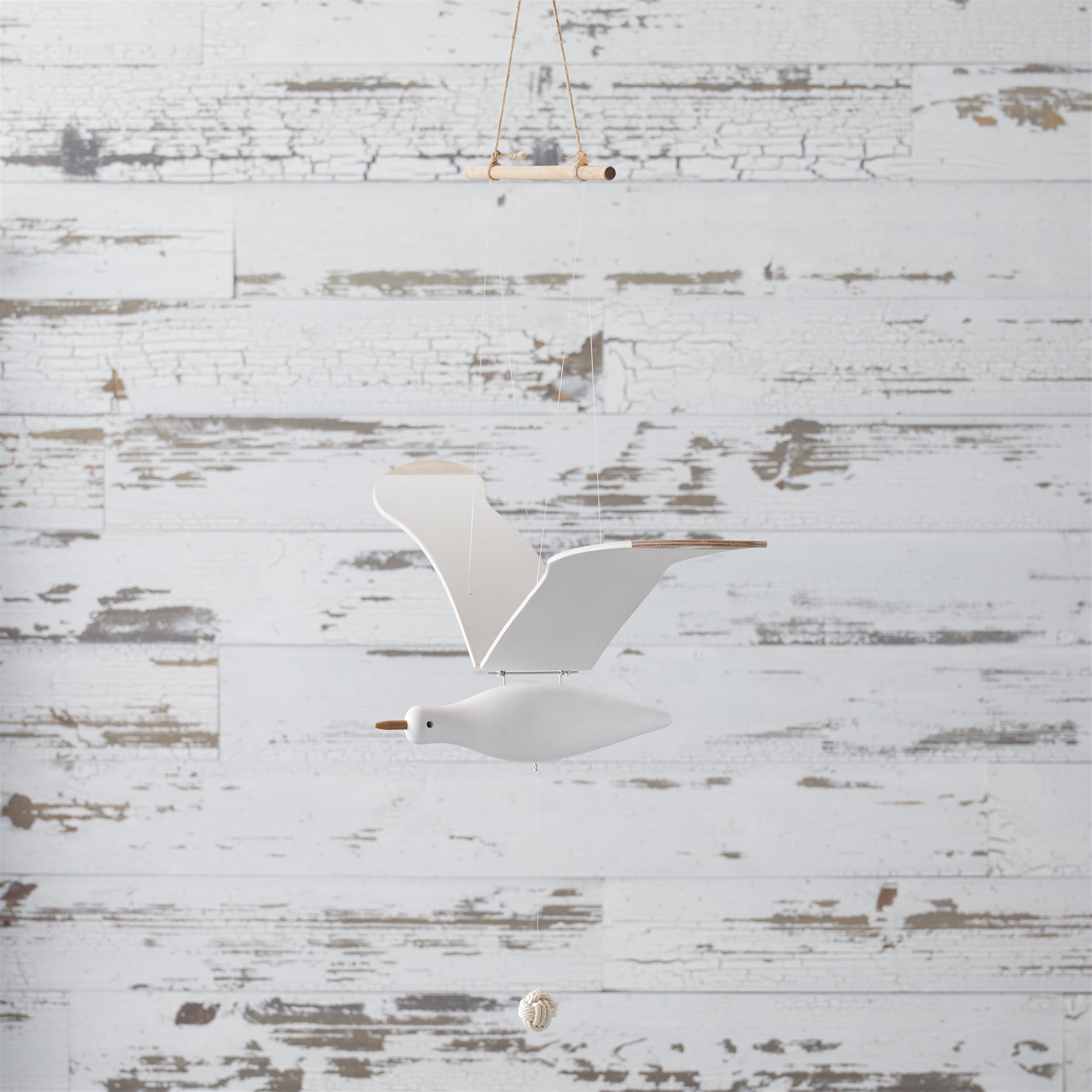 Hanging Wood Sea Bird Decor 37"H