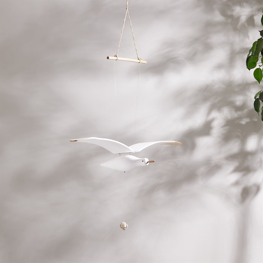 Hanging Wood Sea Bird Decor 37"H