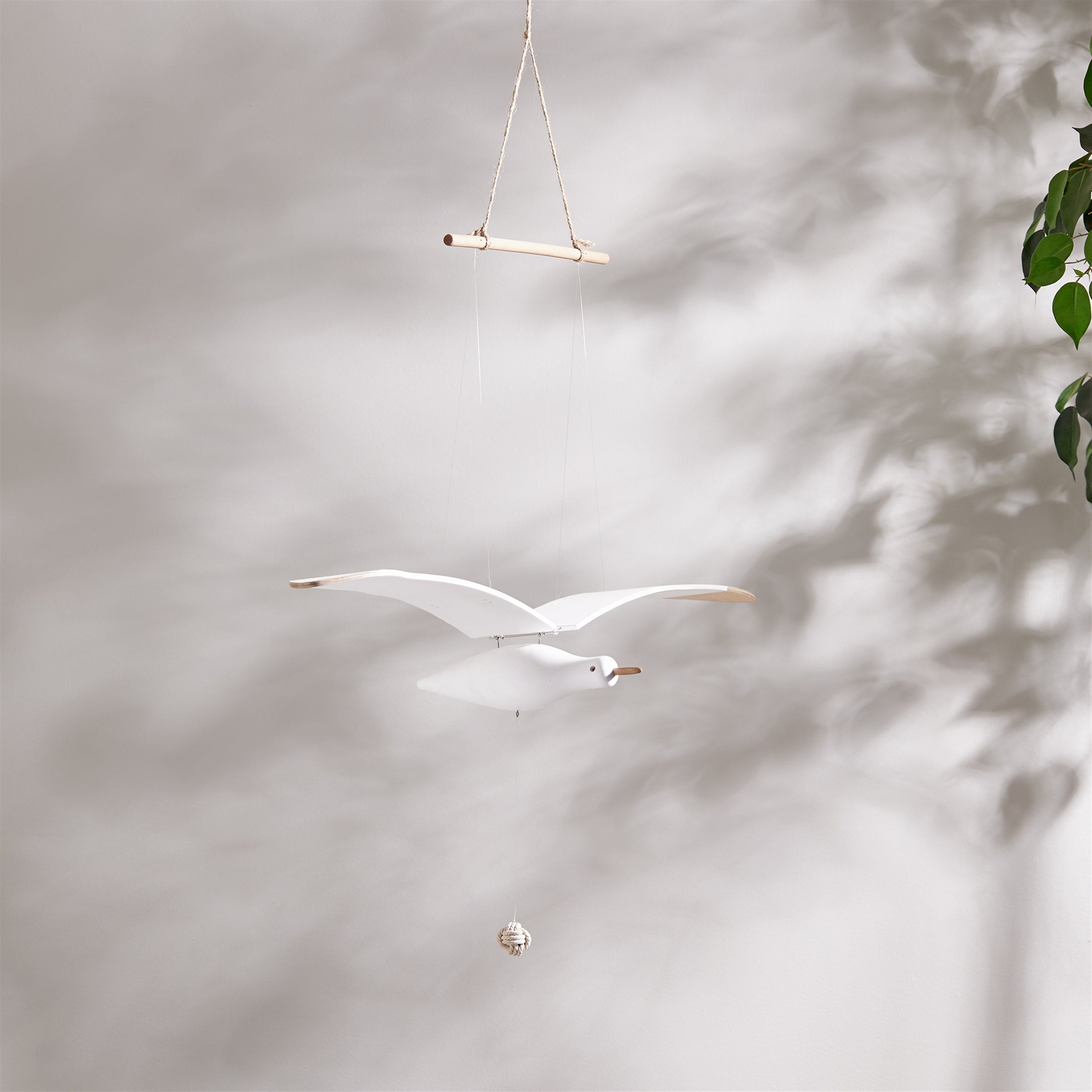 Hanging Wood Sea Bird Decor 37"H