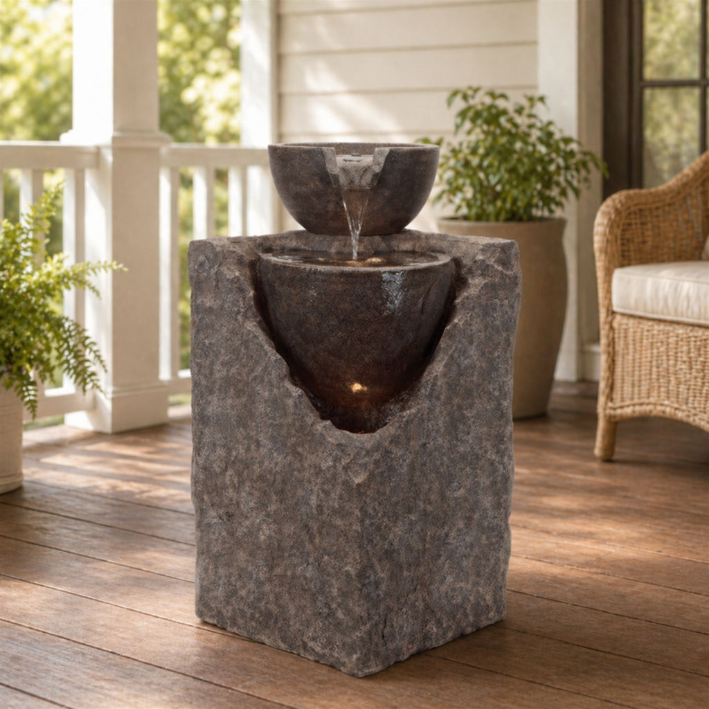 Cascading Tiered Stone Bowl Fountain 24"H