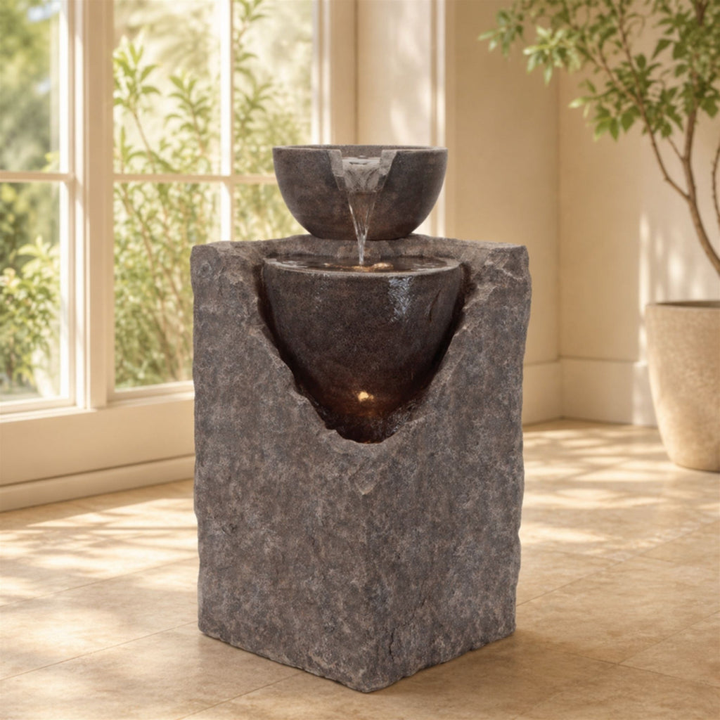 Cascading Tiered Stone Bowl Fountain 24"H
