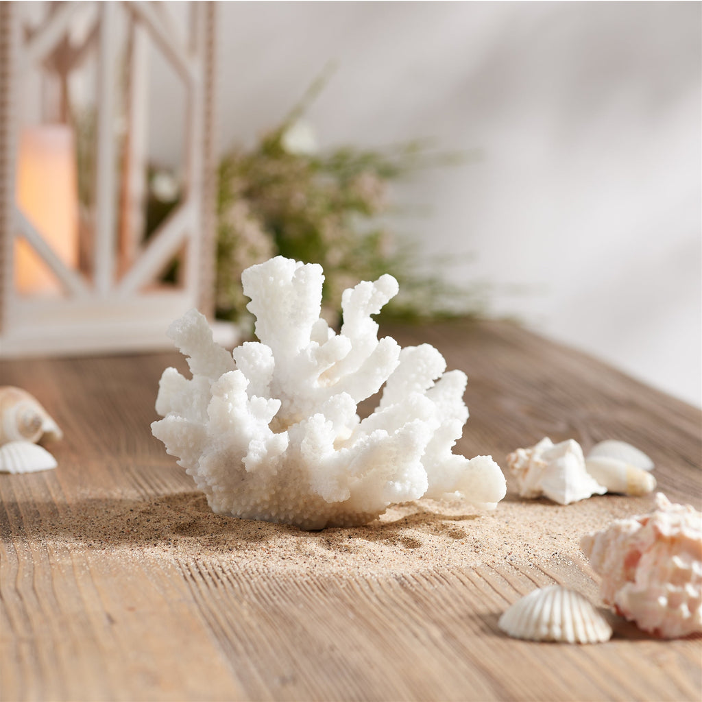 Set of 4 White Resin Coral Decorative Sculptures