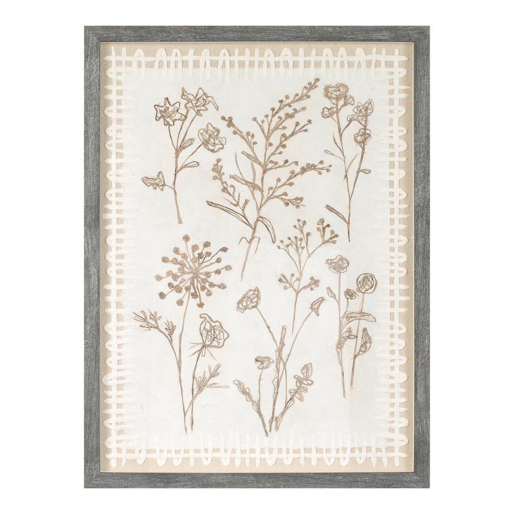 Framed Floral Wall Art Under Glass  (Set of 2)