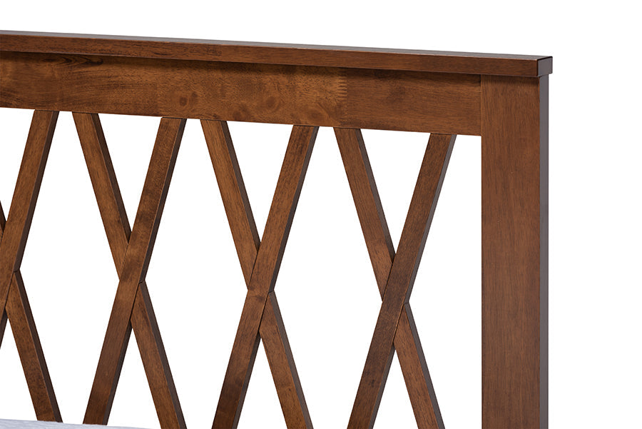 Baxton Studio Malene Mid-Century Modern Walnut Finished Wood Twin Size Platform Bed