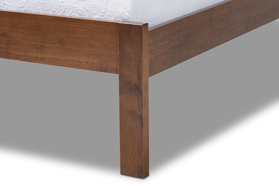 Baxton Studio Malene Mid-Century Modern Walnut Finished Wood Twin Size Platform Bed