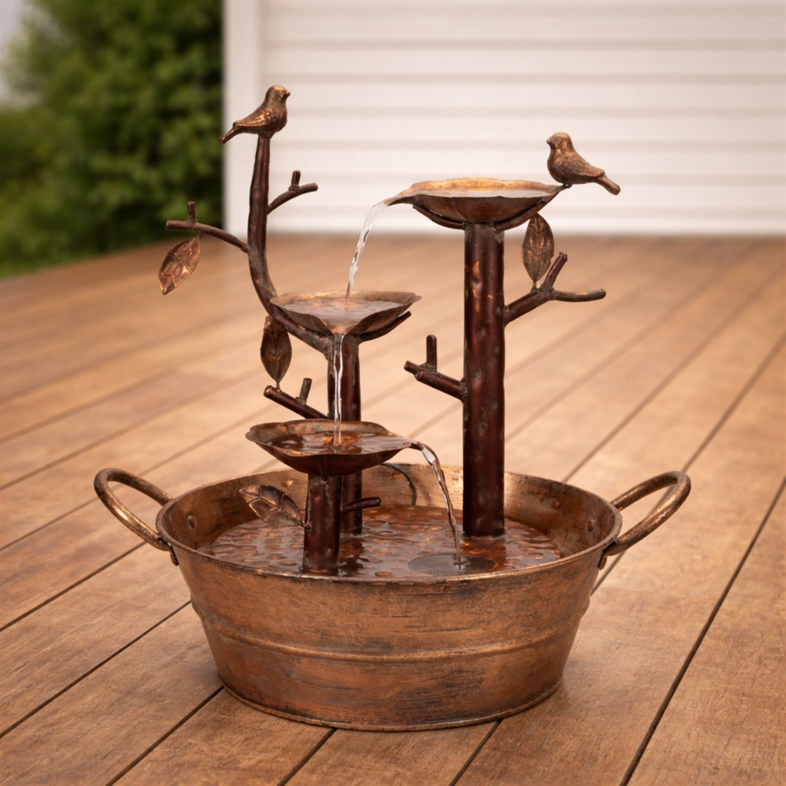 Cascading Iron Bird Branch Fountain 18.5"H